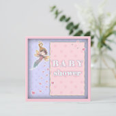 Cute Petite Fée et Coeurs Fille Invitation Baby sh (Debout devant)