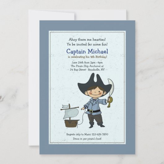 Cute Petite Invitation Pirate (Devant)