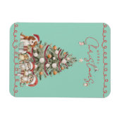 Cute Pets Christmas Magnet on Aqua Background (Horizontal)