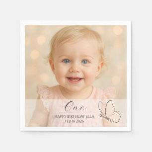 Cute Peuter Eerste Verjaardagsfeest Met Aangepaste Servet