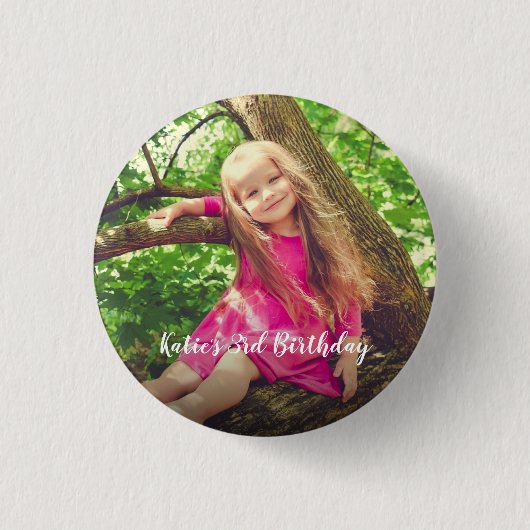 Cute Photo Birthday Persoonlijk Ronde Button 3,2 Cm (Voorkant)