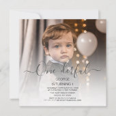 Cute Photo First Birthday Invitation Kaart (Voorkant)