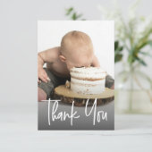 Cute photo handlettering 1st birthday Custom note Bedankkaart (Staand voorkant)