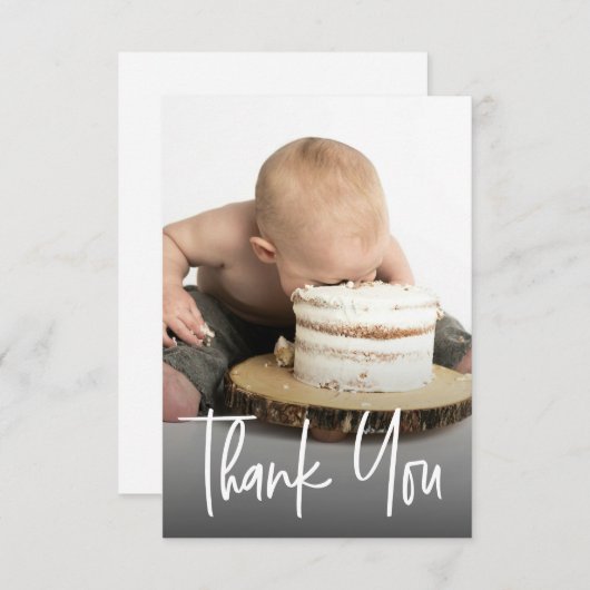 Cute photo handlettering 1st birthday Custom note Bedankkaart (Voorkant / Achterkant)
