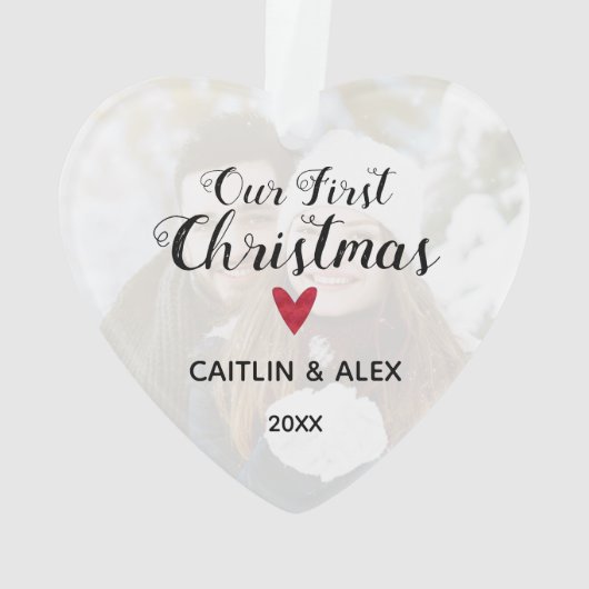 Cute Photo Keepomwille Heart, onze eerste kerst Ornament (achterkant)