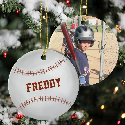 Cute Photo Keepsake Baseball Personalized  Keramisch Ornament