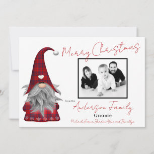 Cute Photo Merry Kerstmis Elf Personalized Gnome Feestdagenkaart