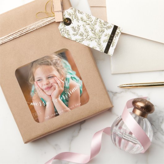 Cute Photo Merry kerstviare Stickers (Geschenken)