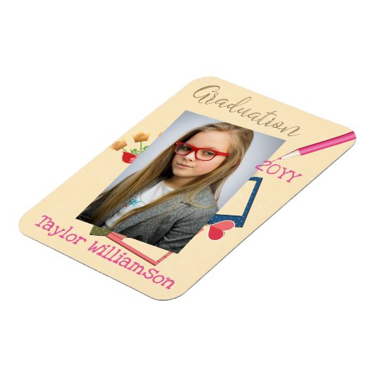 Cute Photo Middle School Afstuderen Favor Magneet (Linkerzijde)