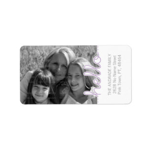 Cute Photo Paars White Hallo Cutout Verticale teks Etiket