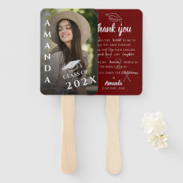 Cute Photo Quote Red 2022 Afstuderen Hartelijk dan Handwaaier