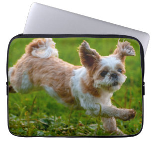 Cute Photo Running Shih Tzu Dog Laptop Sleeve