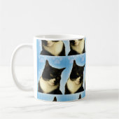 Cute Photo Tuxedo Cat Blue Pattern Koffiemok (Links)