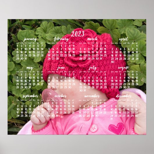 Cute Photo Yearly Calendar 2023 Poster (Devant)