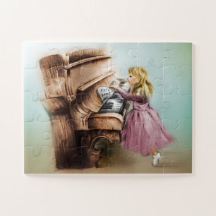 Cute Piano Girl, Elegant  Kunst voor kinderen Legpuzzel