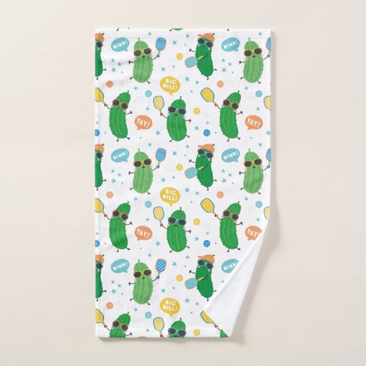 Cute Pickleball jouer Pickleball sur blanc (Serviette à main)