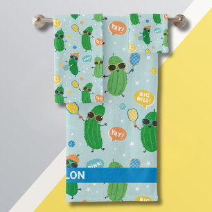Cute Pickleball jouer Pickleball sur bleu clair