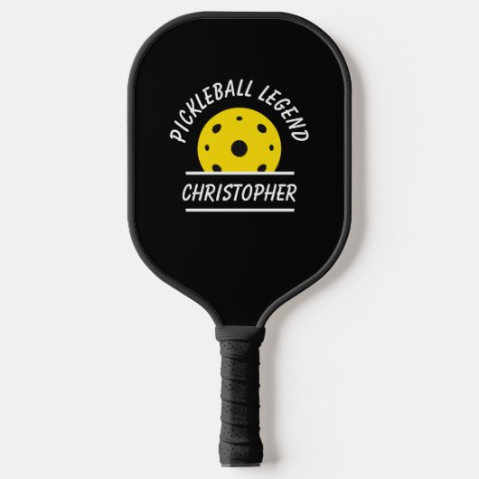 Cute Pickleball Legend Name Ball Black Yellow Fun Paddle (Voorkant)