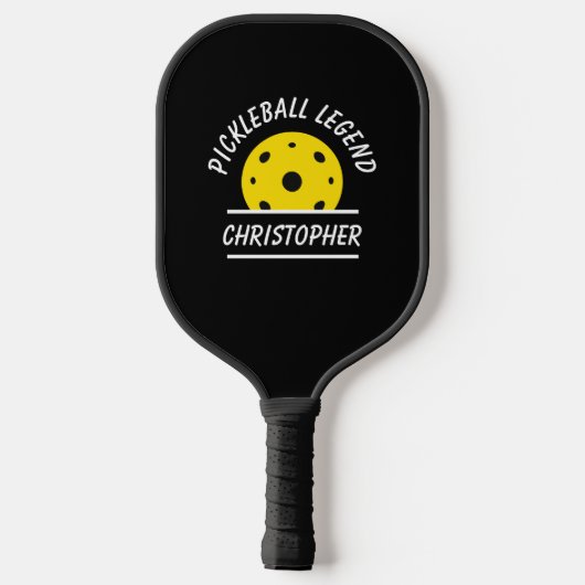 Cute Pickleball Legend Name Ball Black Yellow Fun Pickleball Paddle (Achterkant)