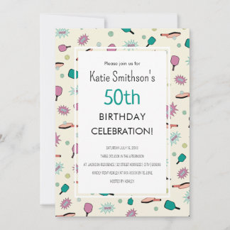 Cute Pickleball Party 50e anniversaire Invitation