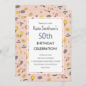 Cute Pickleball Party 50e anniversaire Invitation (Devant / Derrière)