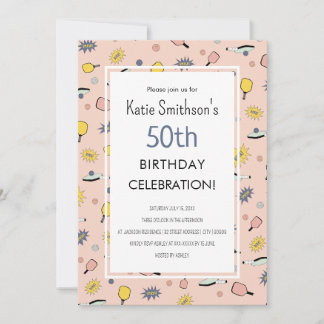 Cute Pickleball Party 50e anniversaire Invitation
