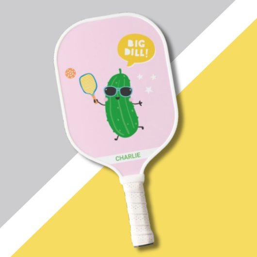 Cute Pickles playing Pickleball Pink Paddle