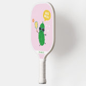Cute Pickles playing Pickleball Pink Pickleball Paddle (Links)
