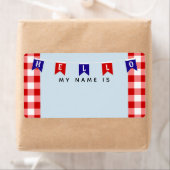 Cute Picnic Gingham "Hallo mijn naam is" Sticker (Insitu)