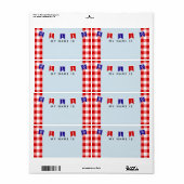 Cute Picnic Gingham "Hallo mijn naam is" Sticker (Full Sheet)