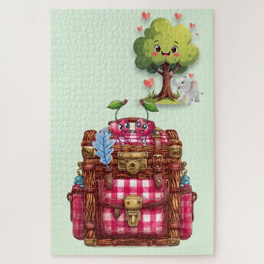Cute Picnic Love Tree Elephant Puzzles  (Vertical)