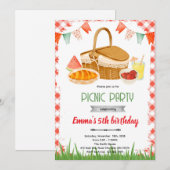 Cute picnic party theme invitation (Devant / Derrière)