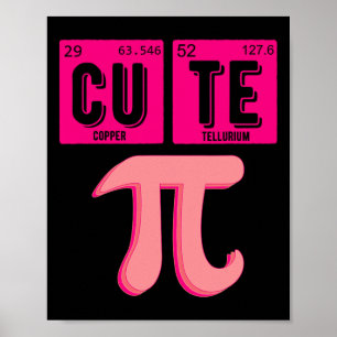 Cute Pie Dag Wiskunde Periodieke Tabel Roze Mat Poster