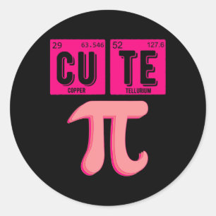Cute Pie Dag Wiskunde Periodieke Tabel Roze Mat Ronde Sticker