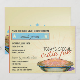Cute Pie geslacht neutrale babyshower uitnodiging