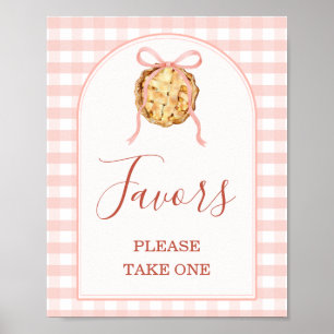 Cute Pie Pastel Roze Gingham Baby Shower Favoren Poster