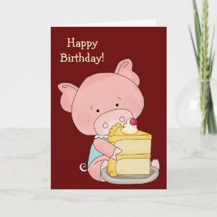 Cute Pig Birthday Card Kaart