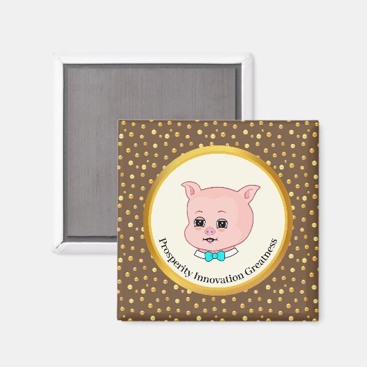 Cute Pig Cartoon Magneet (Voorkant / Achterkant)