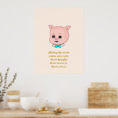 Cute Pig Cartoon & Positive Words Poster (Keuken)