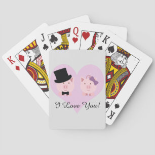 Cute Pig Couple Pokerkaarten