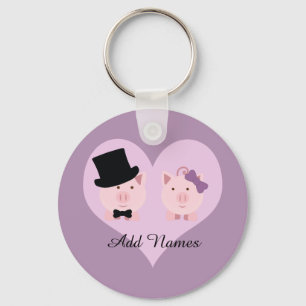 Cute Pig Couple Sleutelhanger