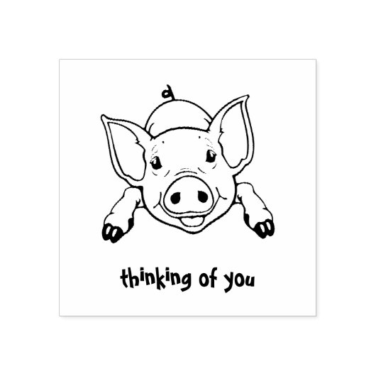 CUTE PIG | DOUANESTEKST U DENKEN 	RUBBERSTEMPEL (Afrduk)