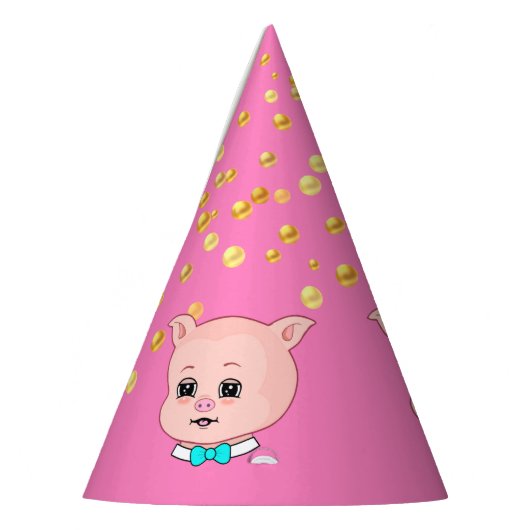 Cute Pig en Confetti Feesthoedjes (Links)