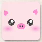 Cute Pig Face - kawaii minimalisme Bier Onderzetter (Voorkant)