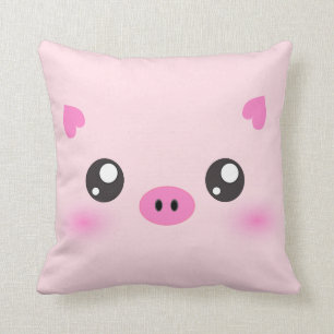 Cute Pig Face - kawaii minimalisme Kussen