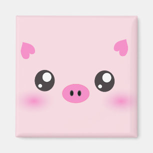 Cute Pig Face - kawaii minimalisme Magneet