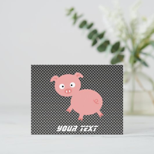 Cute Pig; Faux-koolstofvezel Briefkaart (Staand voorkant)