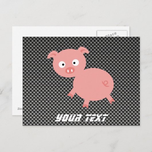 Cute Pig; Faux-koolstofvezel Briefkaart (Voorkant / Achterkant)