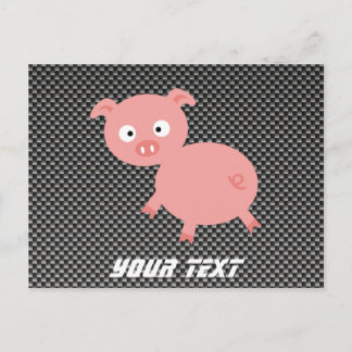Cute Pig; Faux-koolstofvezel Briefkaart
