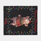 Cute Pig Fleece Blanket (Voorkant (Horizontaal))